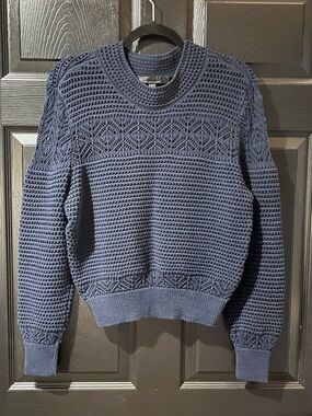 White House Black Market Navy Blue Fisherman Sweater
